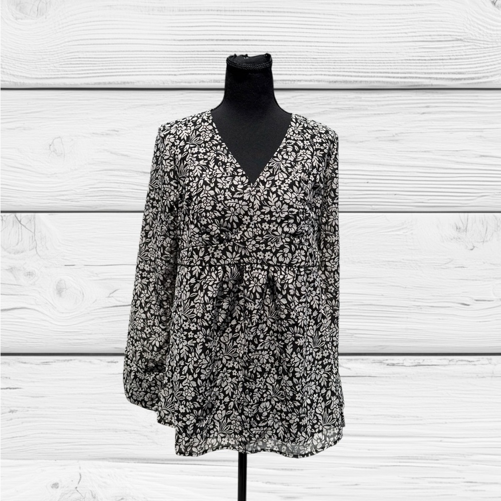Motherhood Maternity Black Floral V-Neck Empire Waist Blouse